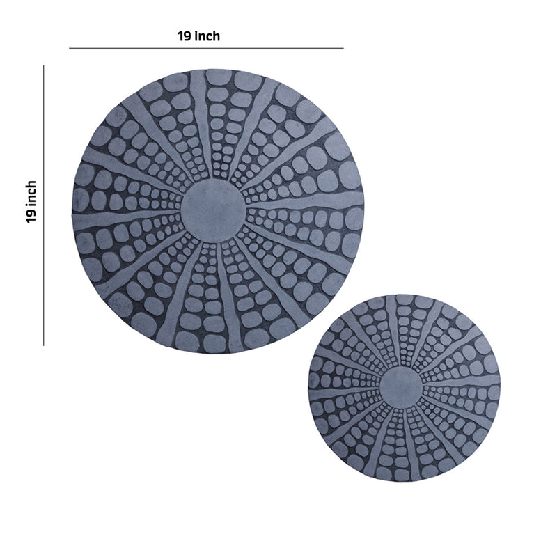 Round Shape Sandstone Wall Decor With Stardust Pebble Small Gray-zoom-