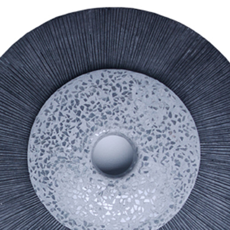 Round Dual Layer Glass And Sandstone Wall Decor Small Gray-zoom-