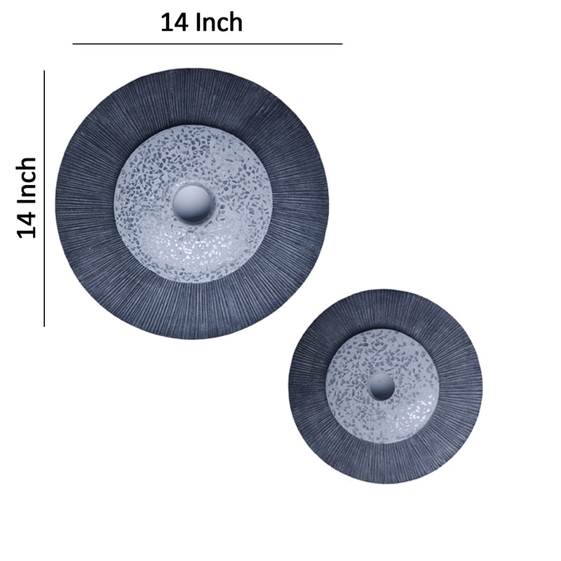 Round Dual Layer Glass And Sandstone Wall Decor Small Gray-zoom-