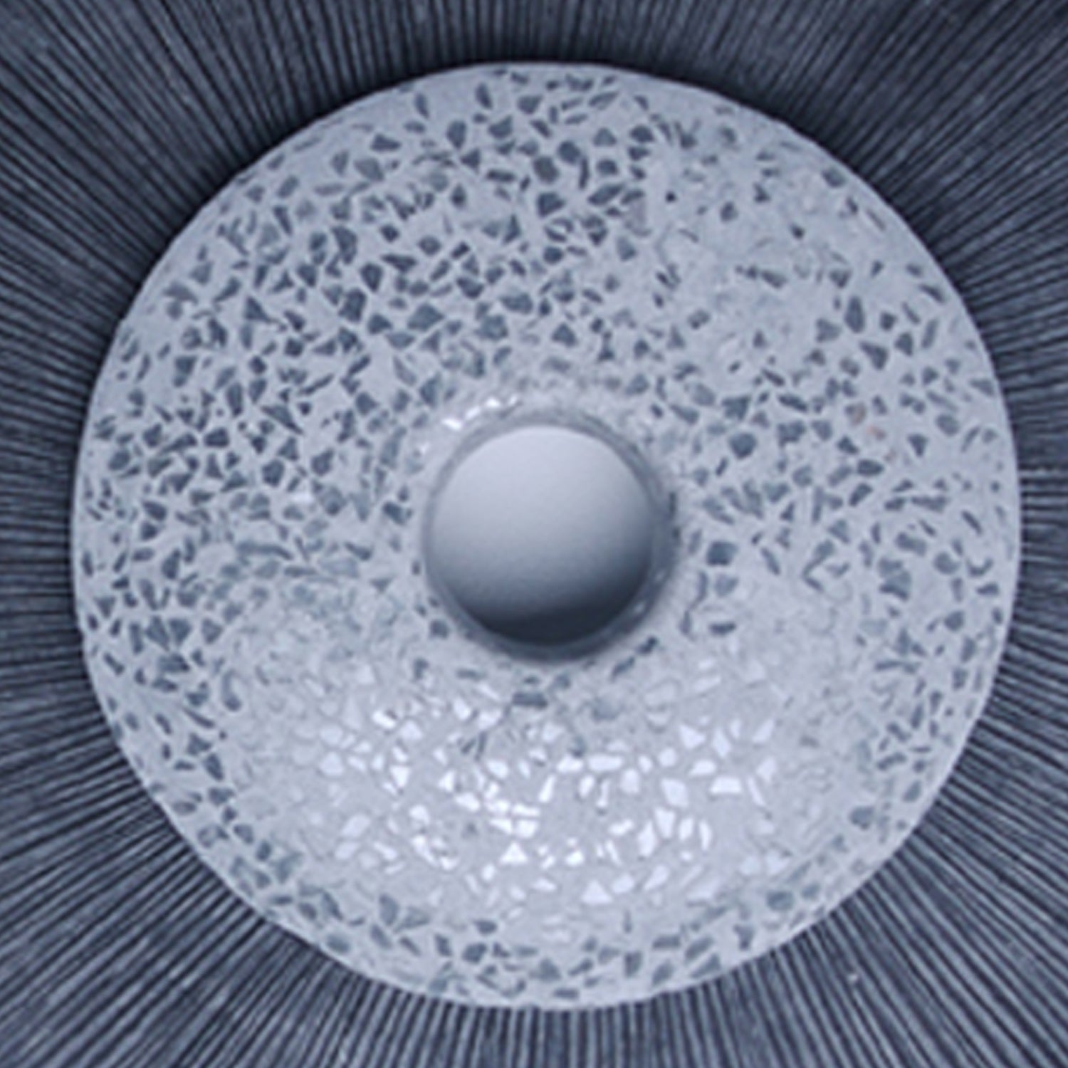 Round Dual Layer Glass And Sandstone Wall Decor Large Gray-zoom-4