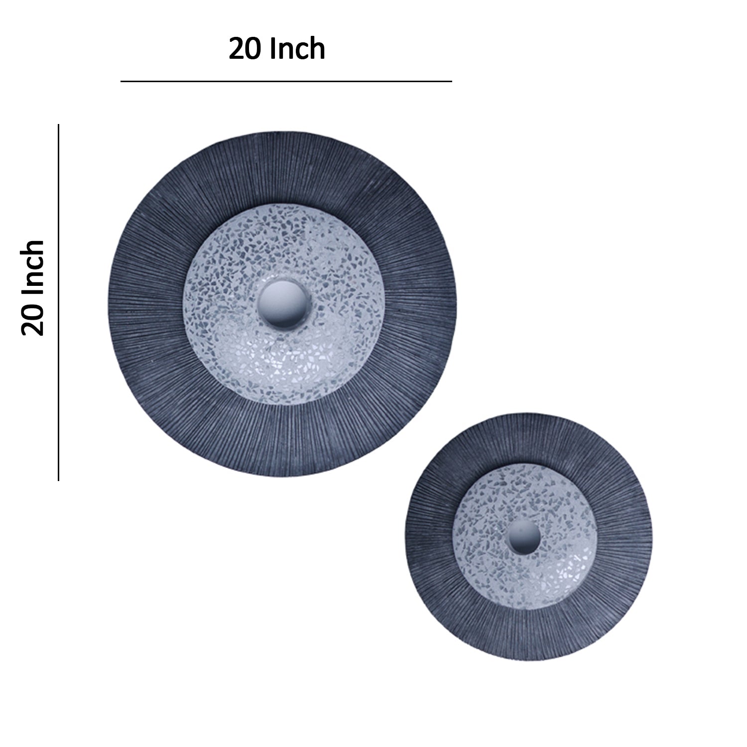 Round Dual Layer Glass And Sandstone Wall Decor Large Gray-zoom-5