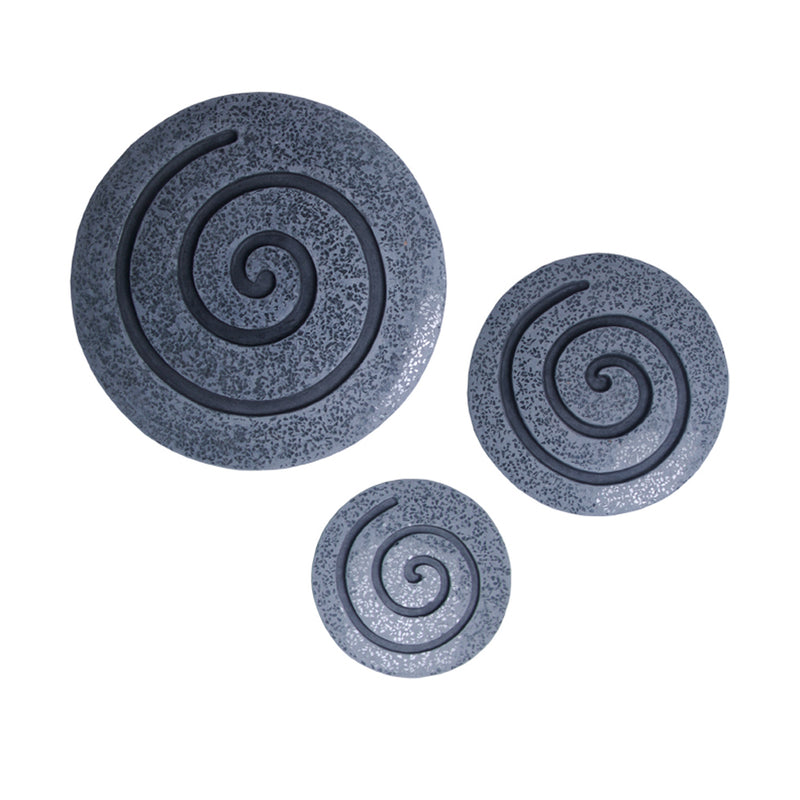 Round Sandstone And Glass Wall Decor With Spiral Design Small Gray-zoom-