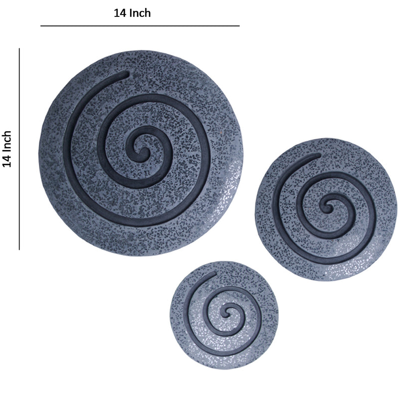 Round Sandstone And Glass Wall Decor With Spiral Design Small Gray-zoom-