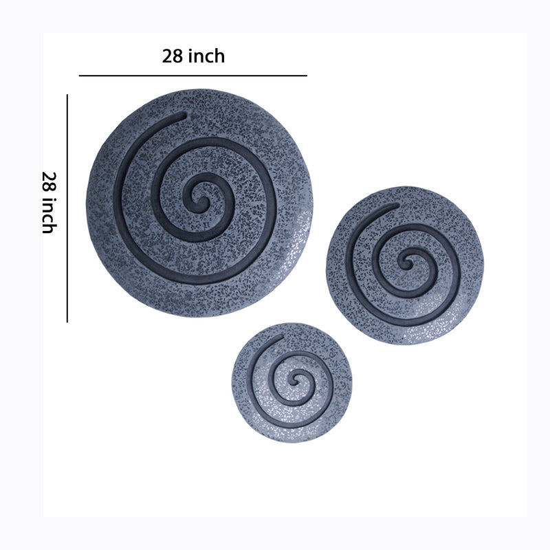 Round Sandstone And Glass Wall Decor With Spiral Design Large Gray-zoom-
