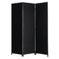 Wooden Foldable 3 Panel Room Divider with Streamline Design, Black