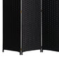 Wooden Foldable 3 Panel Room Divider with Streamline Design, Black