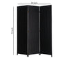 Wooden Foldable 3 Panel Room Divider with Streamline Design, Black