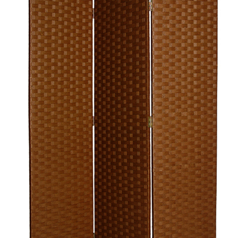 Wooden Foldable 3 Panel Room Divider with Streamline Design, Dark Brown-zoom-