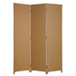 Wooden Foldable 3 Panel Room Divider with Streamline Design, Light Brown