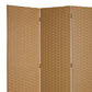 Wooden Foldable 3 Panel Room Divider with Streamline Design, Light Brown