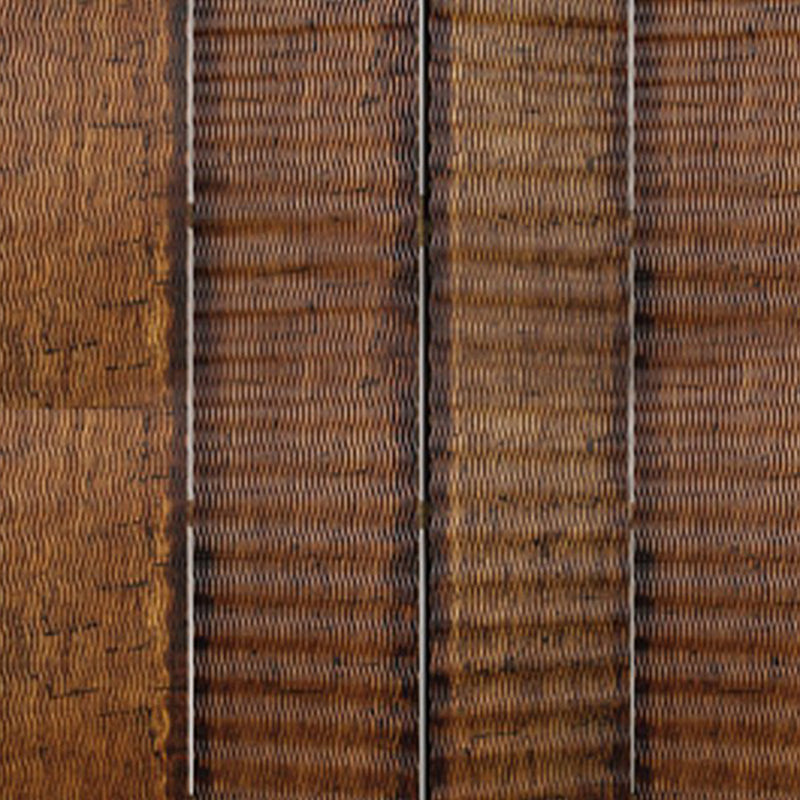 Dual Tone 4 Panel Wooden Foldable Room Divider with Wavy Design, Brown-zoom-