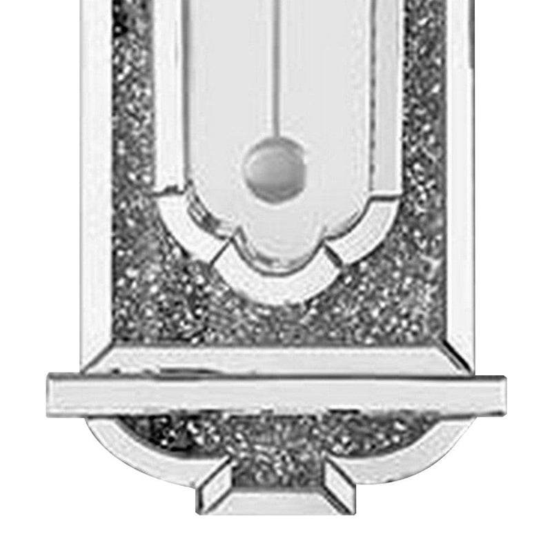 Wall Clock With Mirror Trim And Scalloped Top Silver-zoom-