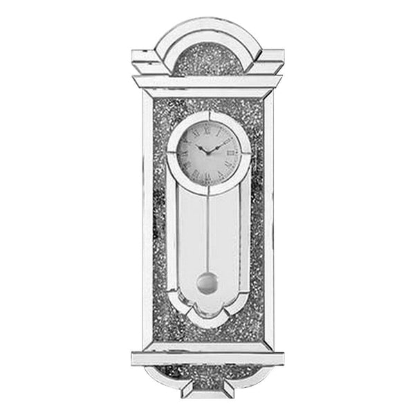 Wall Clock With Mirror Trim And Scalloped Top Silver