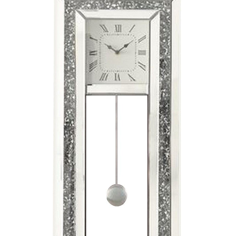 Wall Clock With Mirror Trim And Arched Top Silver-zoom-