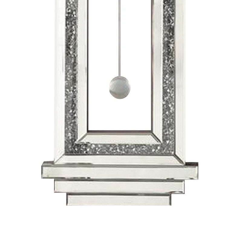 Wall Clock With Mirror Trim And Arched Top Silver-zoom-