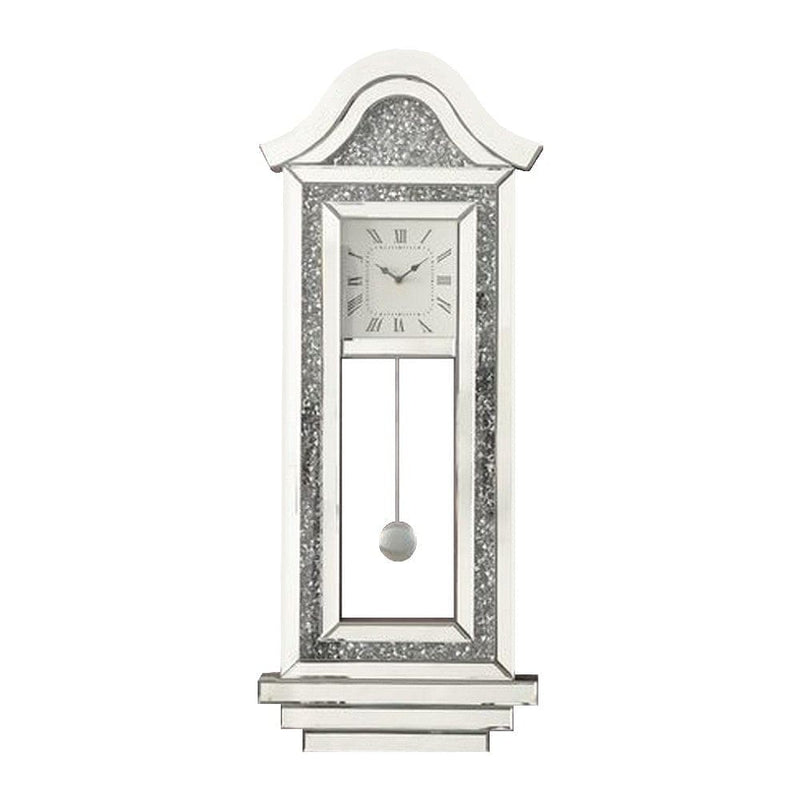Wall Clock With Mirror Trim And Arched Top Silver-zoom-