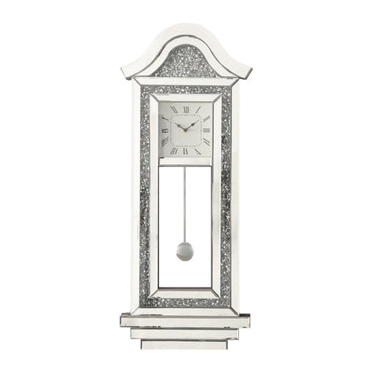 Wall Clock With Mirror Trim And Arched Top Silver