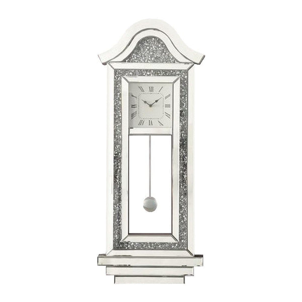 Wall Clock With Mirror Trim And Arched Top Silver