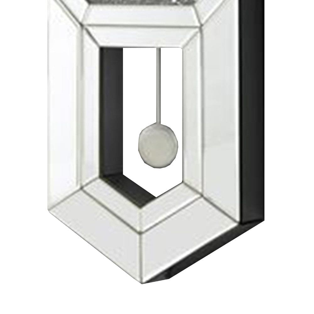 Wall Clock With Mirror Trim And Octagonal Shape Silver-zoom-4