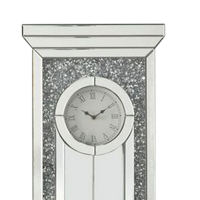 Wall Clock With Mirror Trim And Molded Design Silver-zoom-