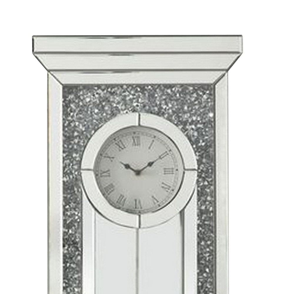 Wall Clock With Mirror Trim And Molded Design Silver