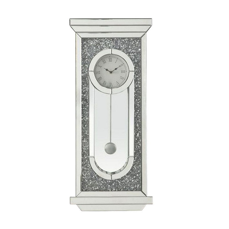 Wall Clock With Mirror Trim And Molded Design Silver-zoom-
