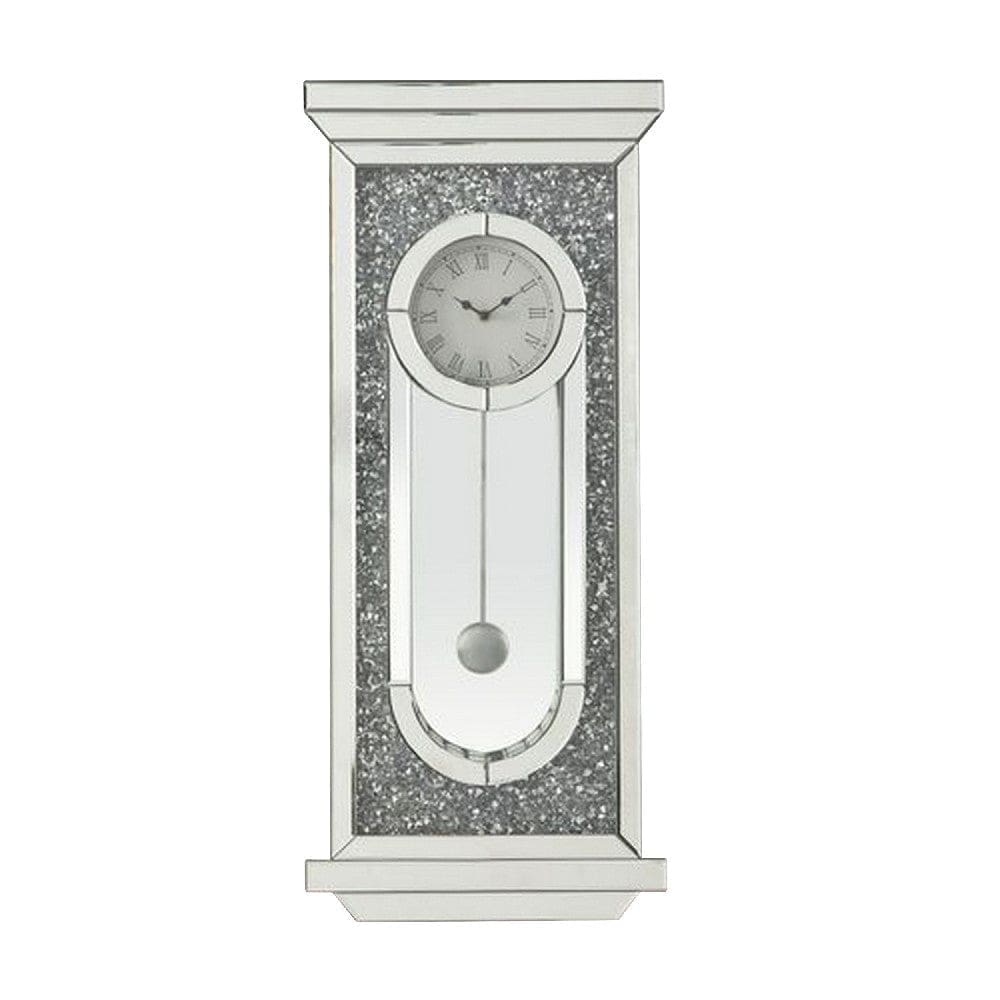 Wall Clock With Mirror Trim And Molded Design Silver