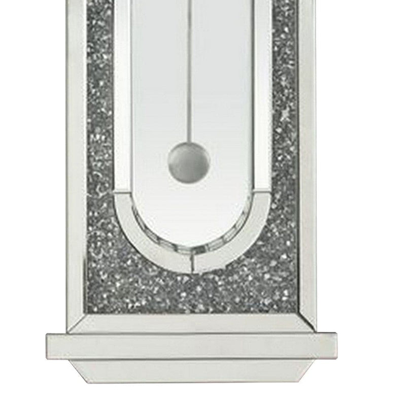 Wall Clock With Mirror Trim And Molded Design Silver-zoom-