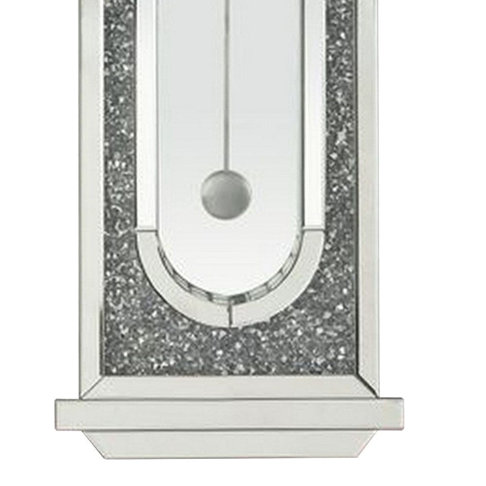 Wall Clock With Mirror Trim And Molded Design Silver
