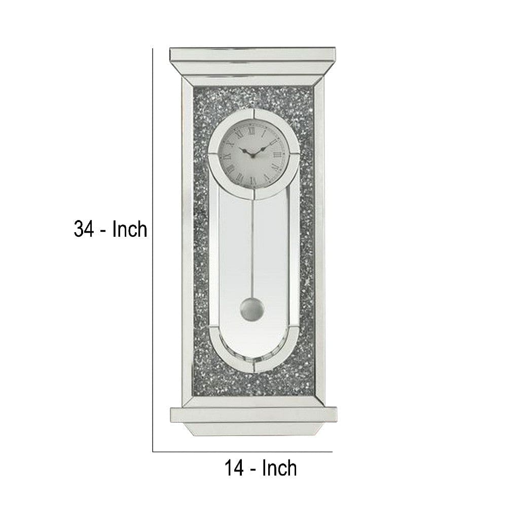 Wall Clock With Mirror Trim And Molded Design Silver