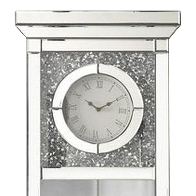 Pendulum Wall Clock With Mirror Trim And Molded Design Silver-zoom-