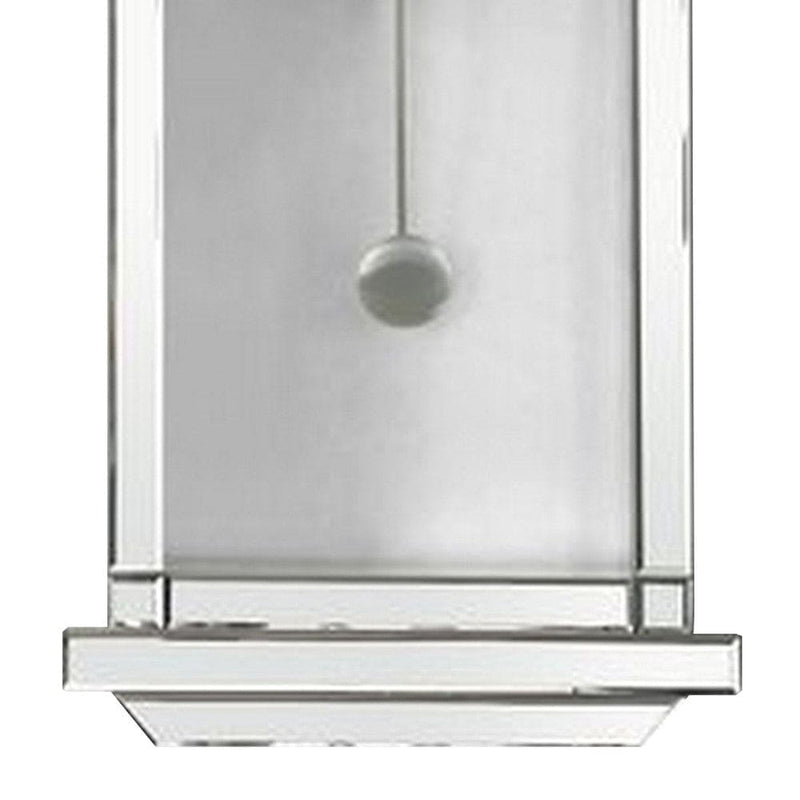 Pendulum Wall Clock With Mirror Trim And Molded Design Silver-zoom-
