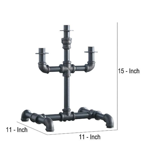 Candleholder With Metal Water Pipe Body Black-zoom-
