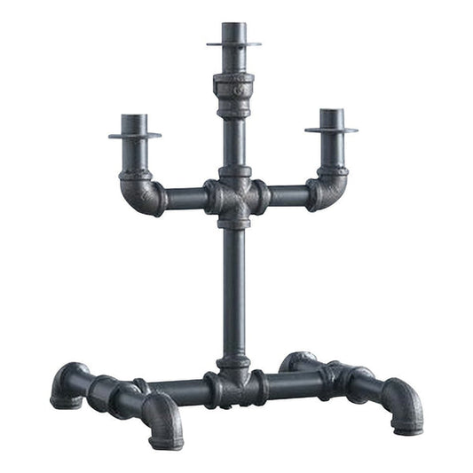 Candleholder With Metal Water Pipe Body Black
