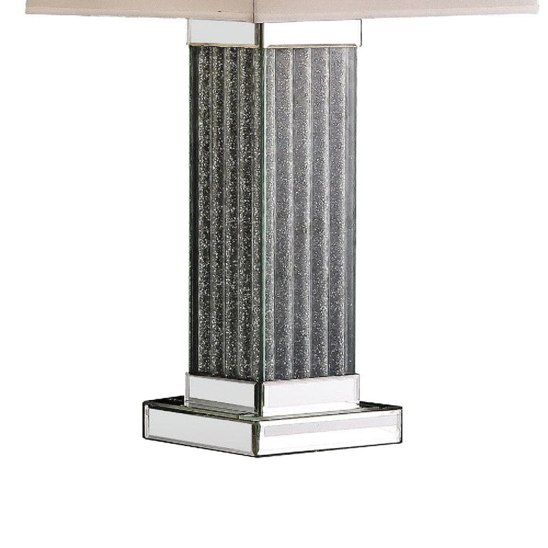 Table Lamp with Cuboid Shape and Faux Diamond Inlay Silver-zoom-