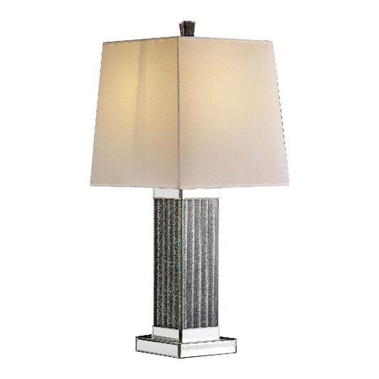 Table Lamp with Cuboid Shape and Faux Diamond Inlay Silver