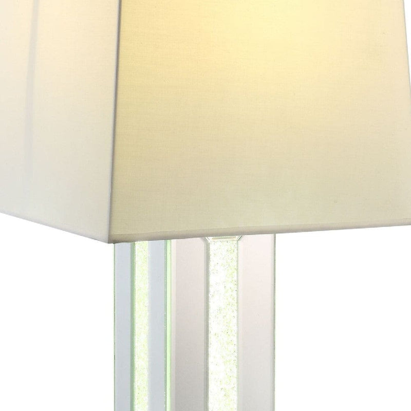 Table Lamp with Cuboid Shape Mirrored Base Silver-zoom-