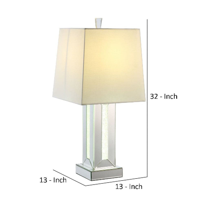 Table Lamp with Cuboid Shape Mirrored Base Silver-zoom-