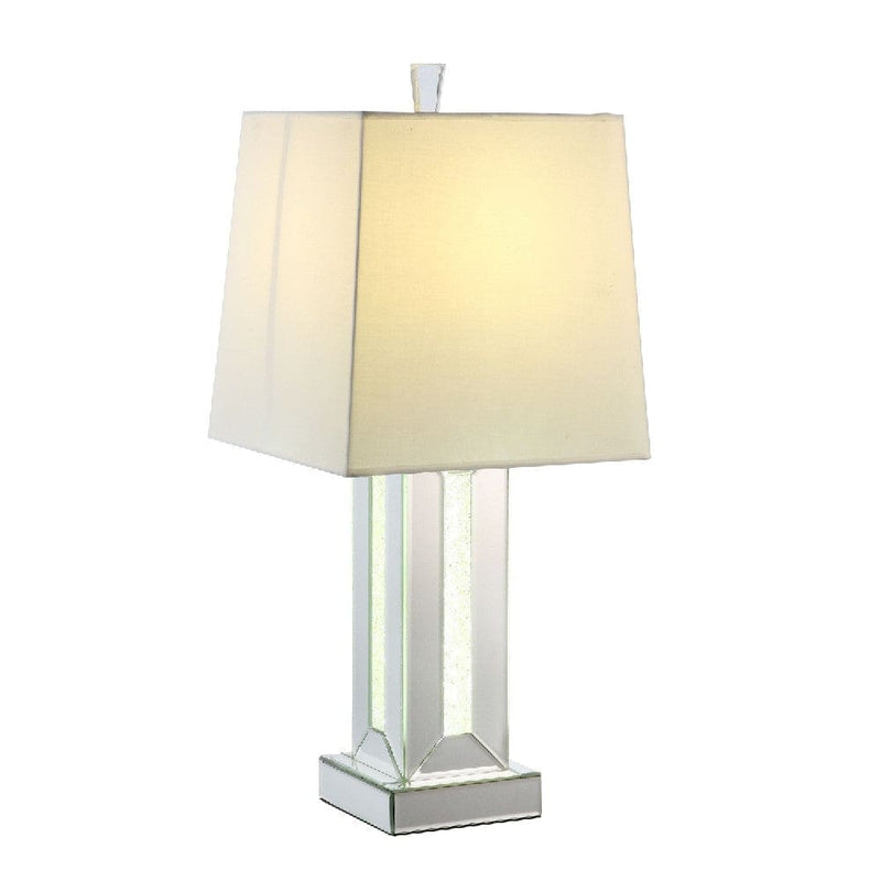 Table Lamp with Cuboid Shape Mirrored Base Silver-zoom-