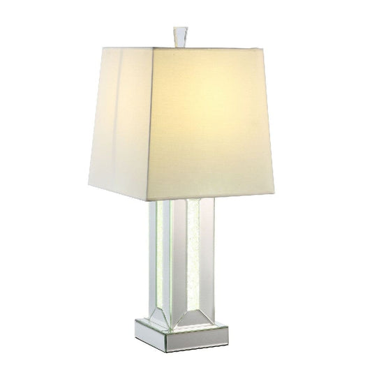 Table Lamp with Cuboid Shape Mirrored Base Silver