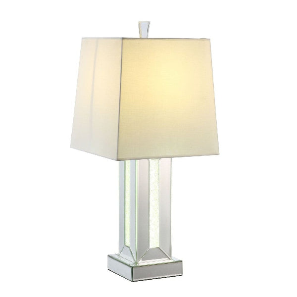 Table Lamp with Cuboid Shape Mirrored Base Silver