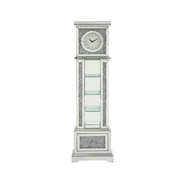 Grandfather Clock With 4 Compartments And Mirror Frame Silver
