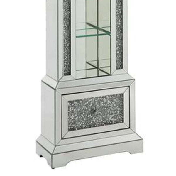 Grandfather Clock With 4 Compartments And Mirror Frame Silver-zoom-