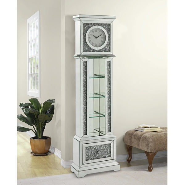Grandfather Clock With 4 Compartments And Mirror Frame Silver