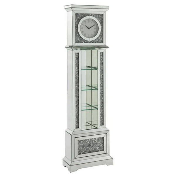 Grandfather Clock With 4 Compartments And Mirror Frame Silver