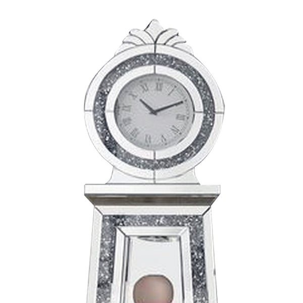 Mirrored Grandfather Clock With 3 Open Compartments Silver-zoom-3