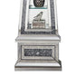 Mirrored Grandfather Clock With 3 Open Compartments Silver