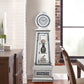Mirrored Grandfather Clock With 3 Open Compartments Silver