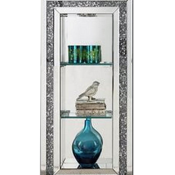 Grandfather Clock With Mirror Framing And Faux Diamonds Silver-zoom-