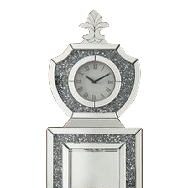 Grandfather Clock With 4 Compartments And Mirror Frame Silver-zoom-3